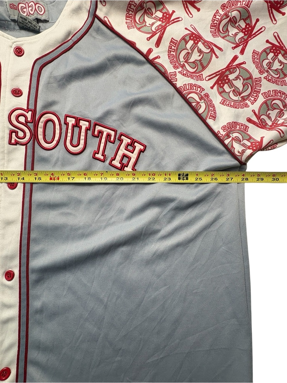 Vintage Y2K GIGO The Funktion Wear Dirty South Baseball Jersey Blue Red 2XL - Picture 11 of 12